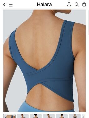 Electric blue U Neck Crossover Barre Ballet Dance Tank Top A-C Cups